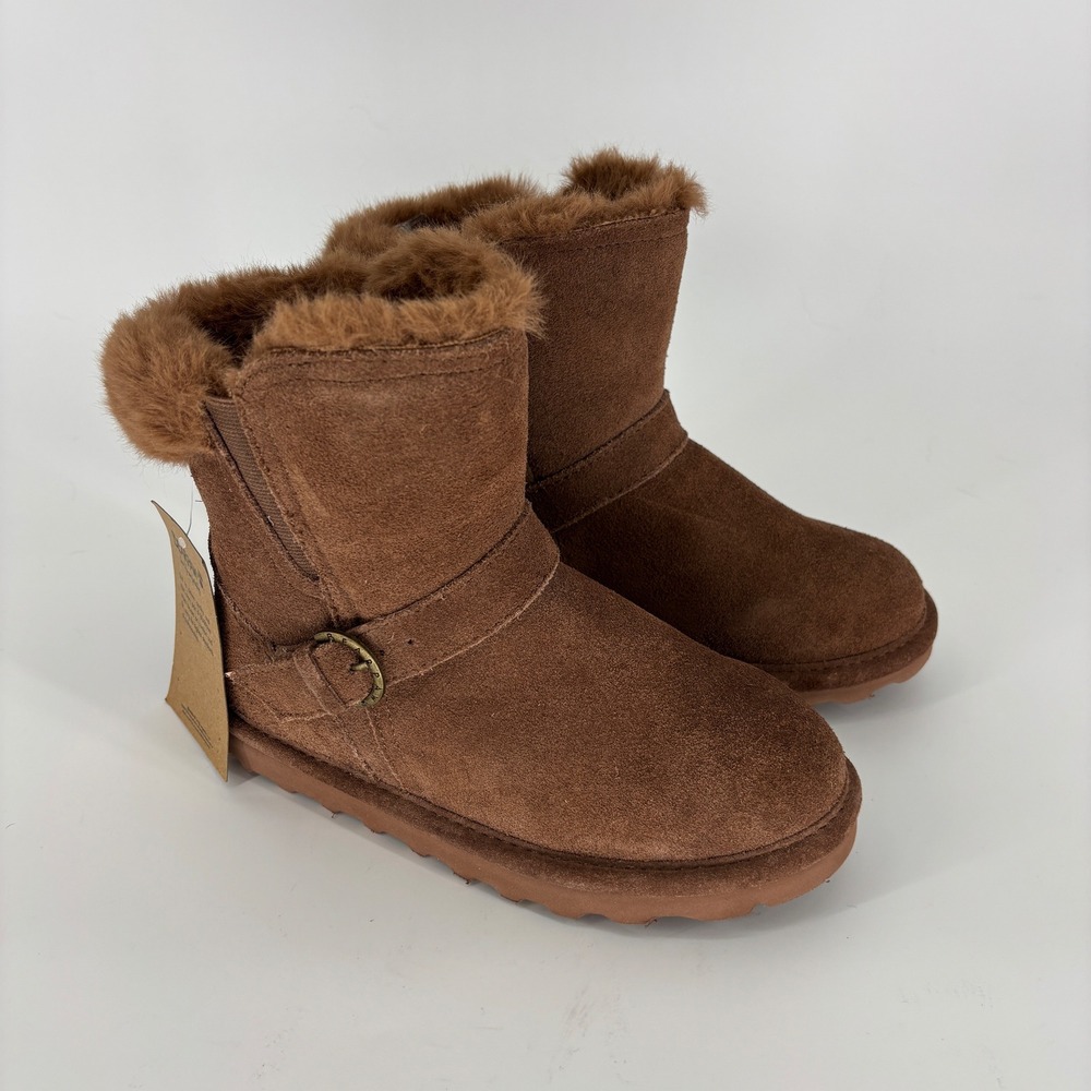 New Bearpaw Tallula Youth Winter Boots Cocoa Brown Kids Size 2 Suede Faux Fur